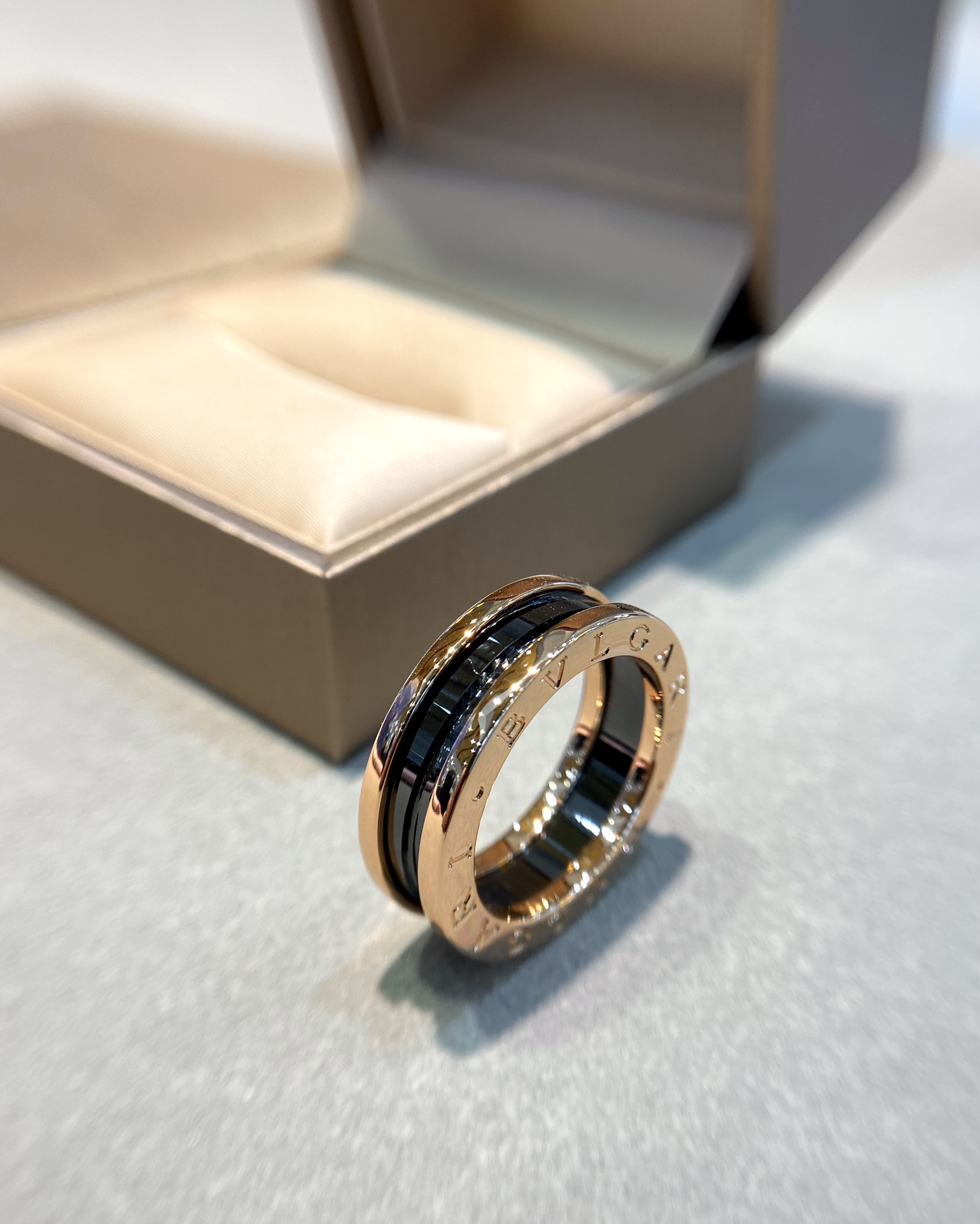 Bvlgari Rose Gold and Black B.zero1 Ring - Rep Fashion™