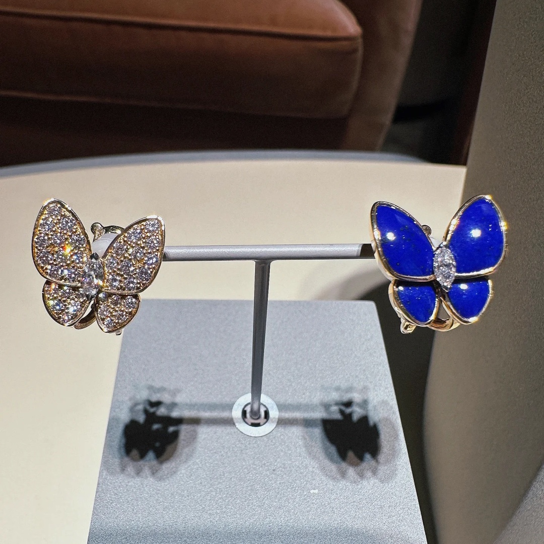 VCA Asymmetric Lapis Lazuli Butterfly Earrings - Rep Fashion™