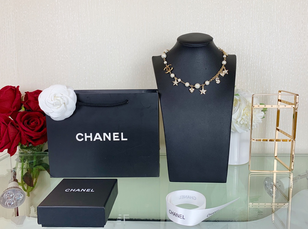 Chanel Princess Star Heart NO.5 Pearl Charms Necklace - Rep Fashion™