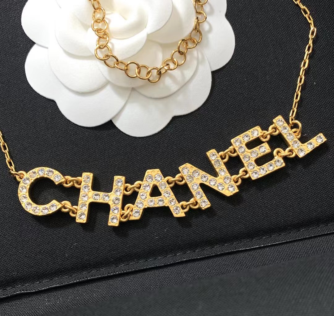 Chanel Gold Color Letter Pendant Necklace - Rep Fashion™