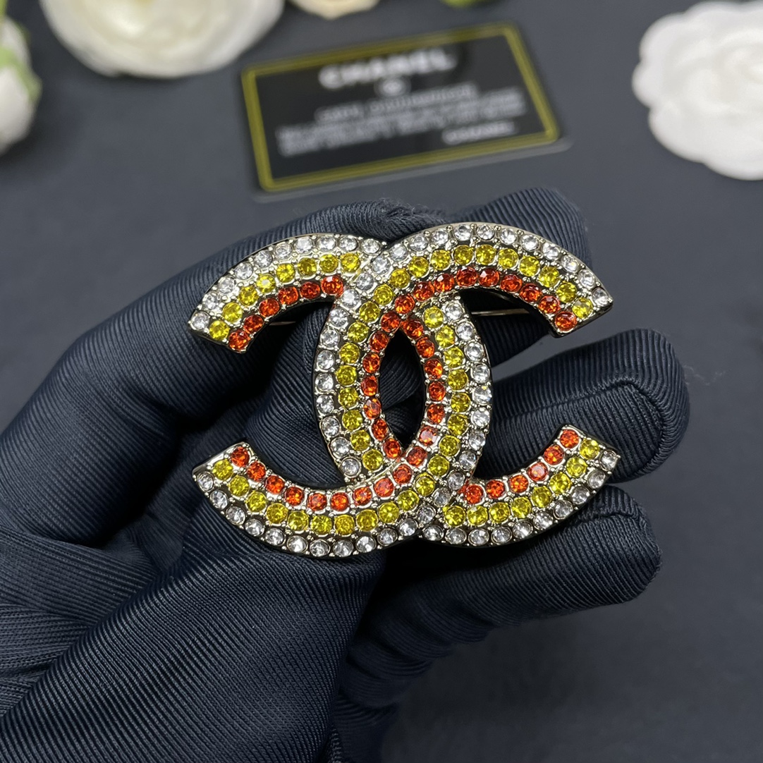 Chanel Full Paved Color Diamond CC Brooch - Rep Fashion™