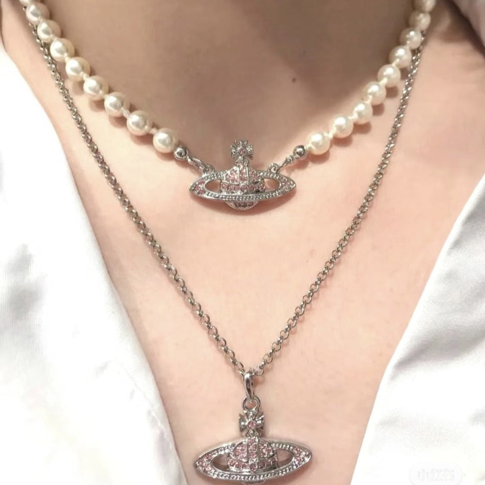 Vivienne Westwood Pink Saturn Necklace - Rep Fashion™