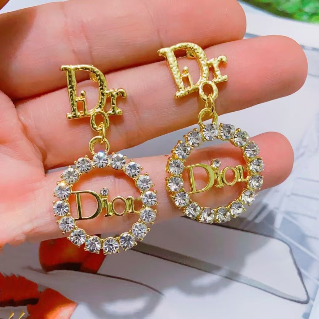 Dior Diamond Paved Round CD Earrings - Rep Fashion™
