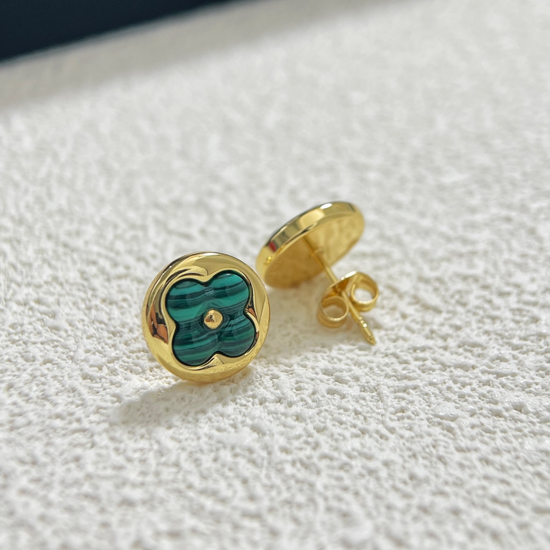 Louis Vuitton Green Malachite Stud Earrings - Rep Fashion™