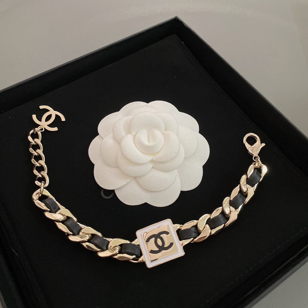 Chanel Leather Gold Chain Bracelet Choker Necklace - Rep Fashion™