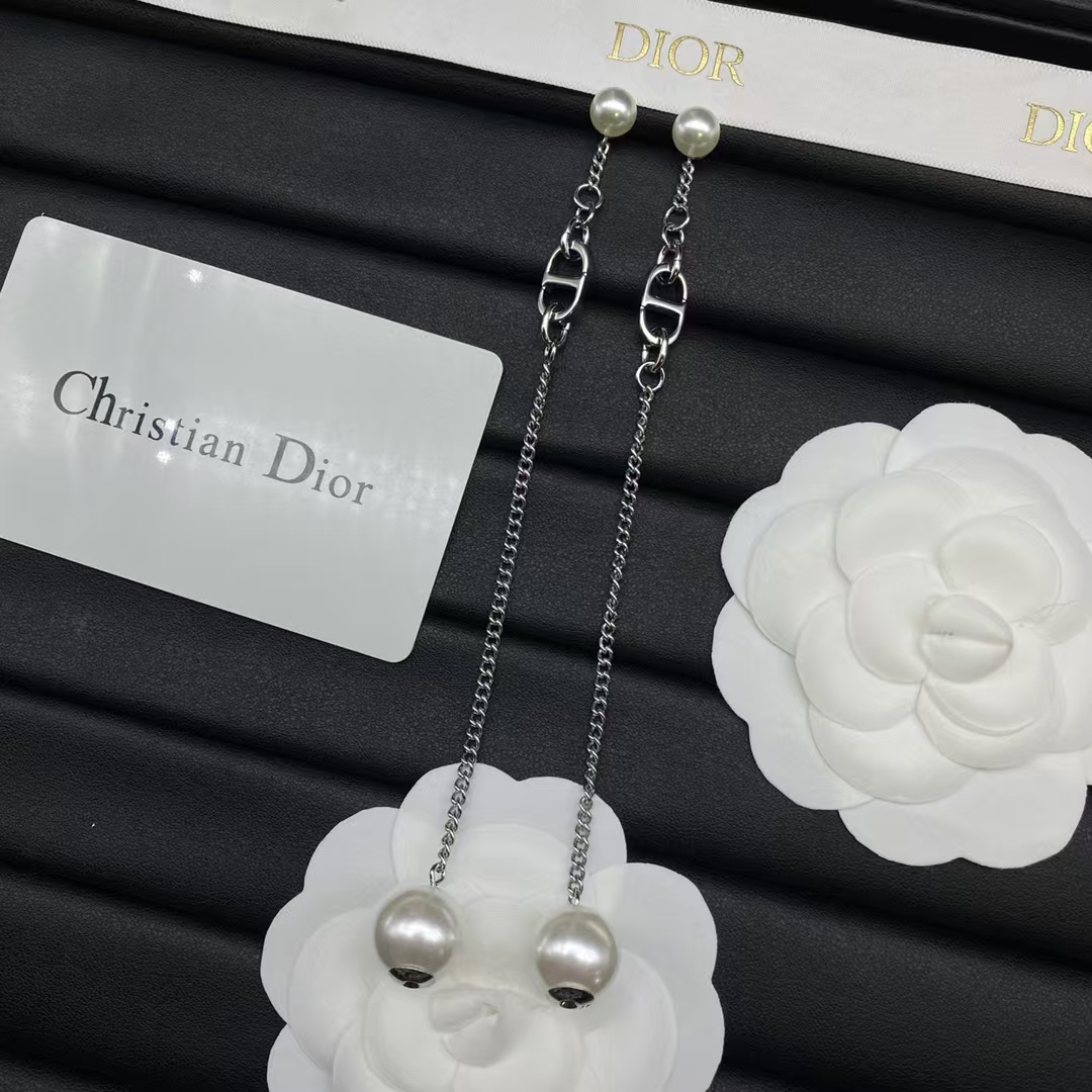 Dior Chain Dangle Pearl Earrings - Rep Fashion™