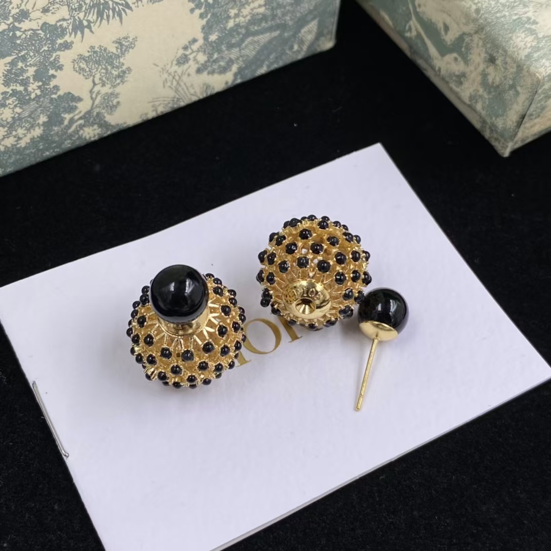 Dior Black Stud Earrings - Rep Fashion™