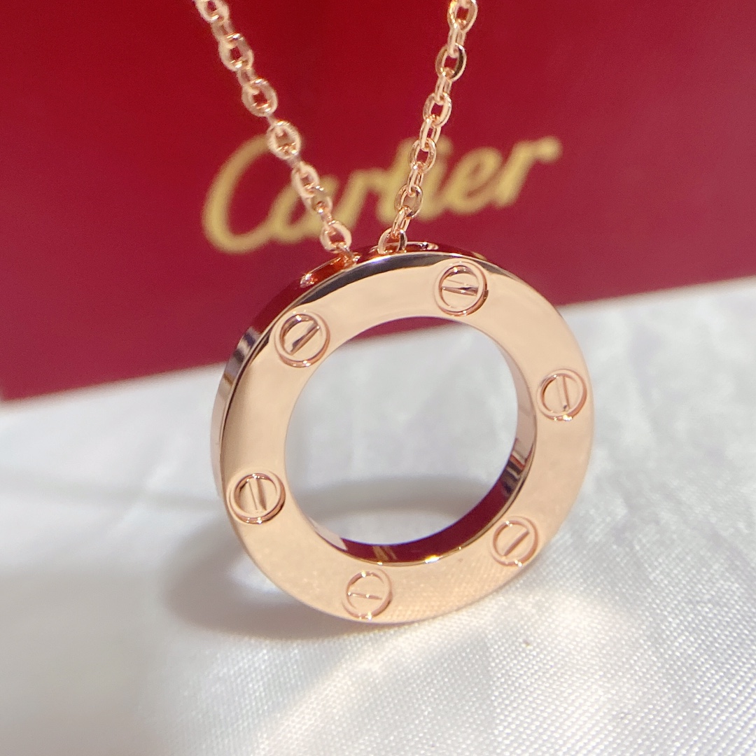 Cartier No Diamond LOVE Pendant Necklace in Pink Gold - Rep Fashion™