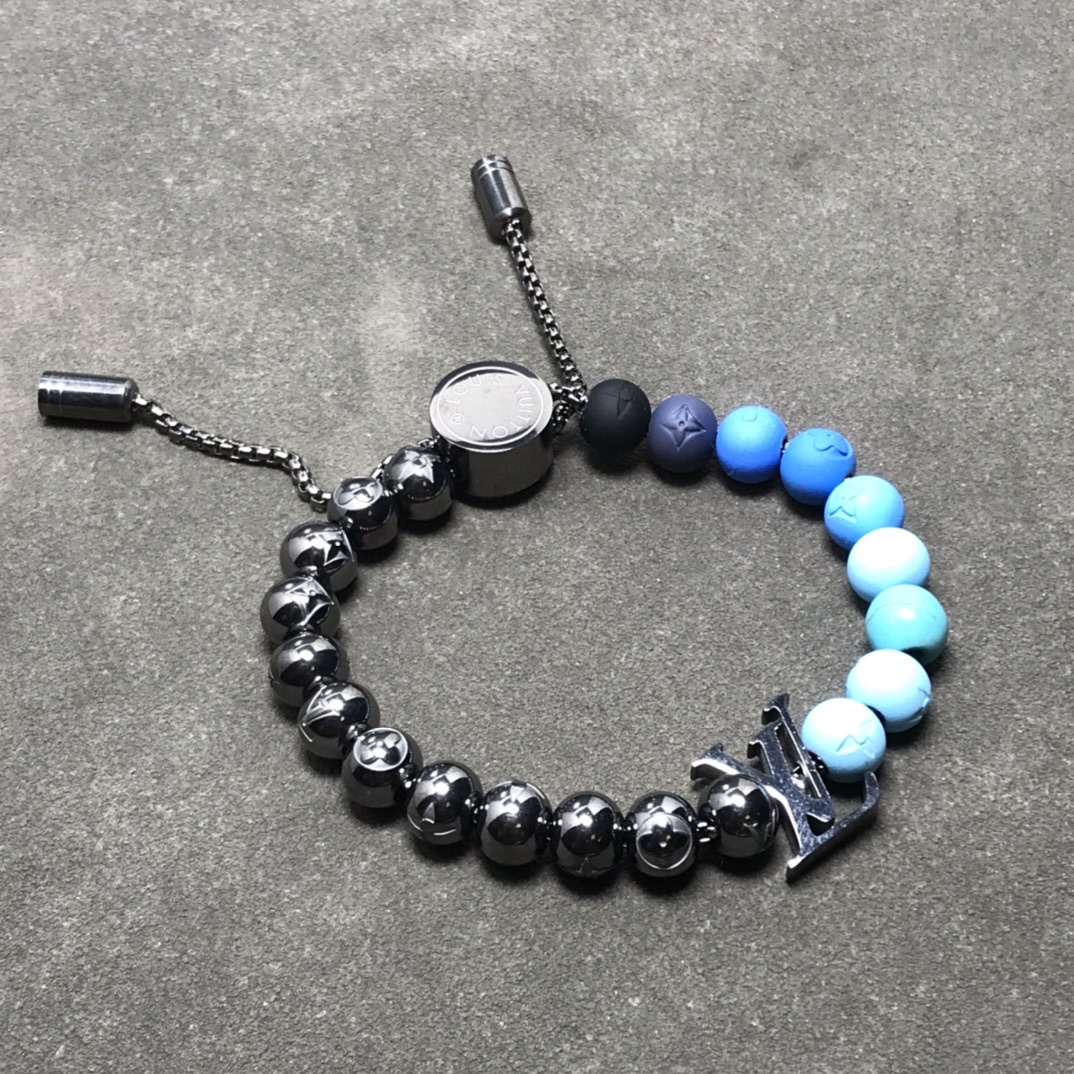 Louis Vuitton Black & Blue Pullable LV Surfin' Beads Bracelet - Rep Fashion™