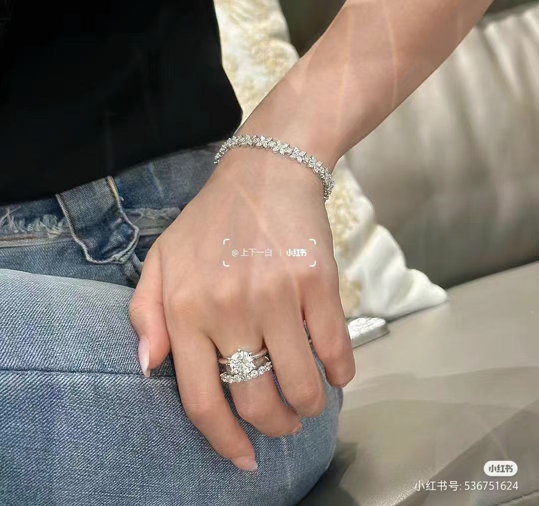 Tiffany Cluster Tennis Bracelet in Platinum with Diamonds - Rep Fashion™