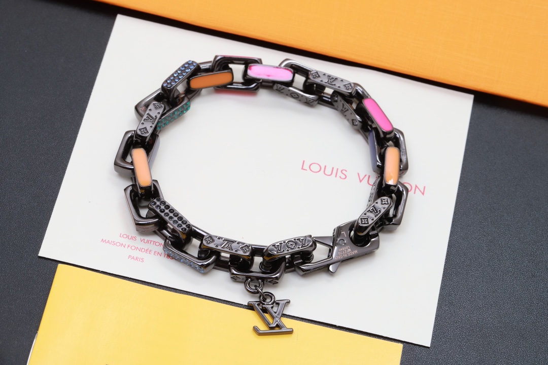 Louis Vuitton Black Gold Monogram Bracelet - Rep Fashion™