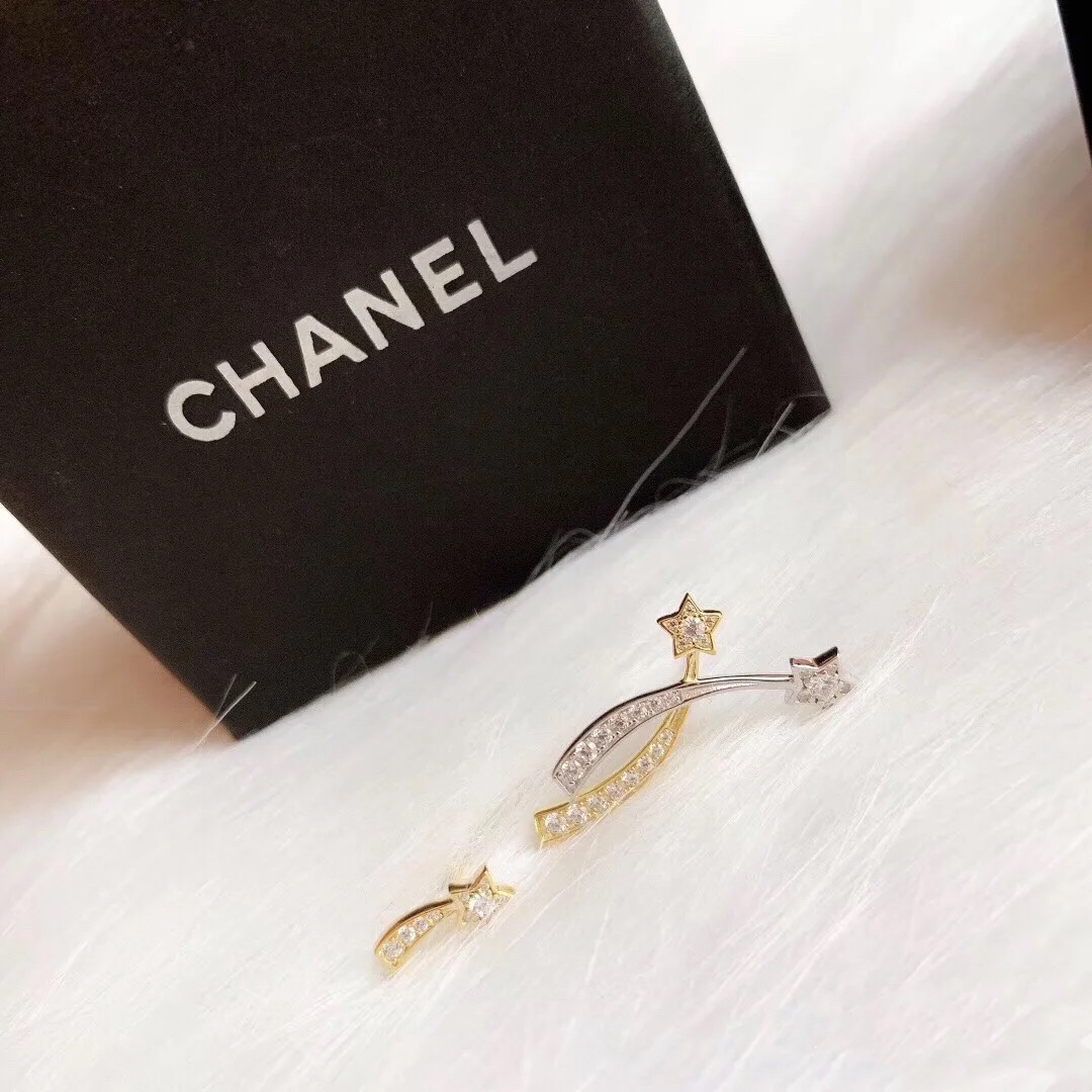 Chanel AB Asymmetric Mixed Metal Color Comete Earrings - Rep Fashion™