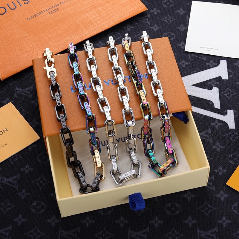 Louis Vuitton Mixed Color Cuban Chain Mens Necklace - Rep Fashion™