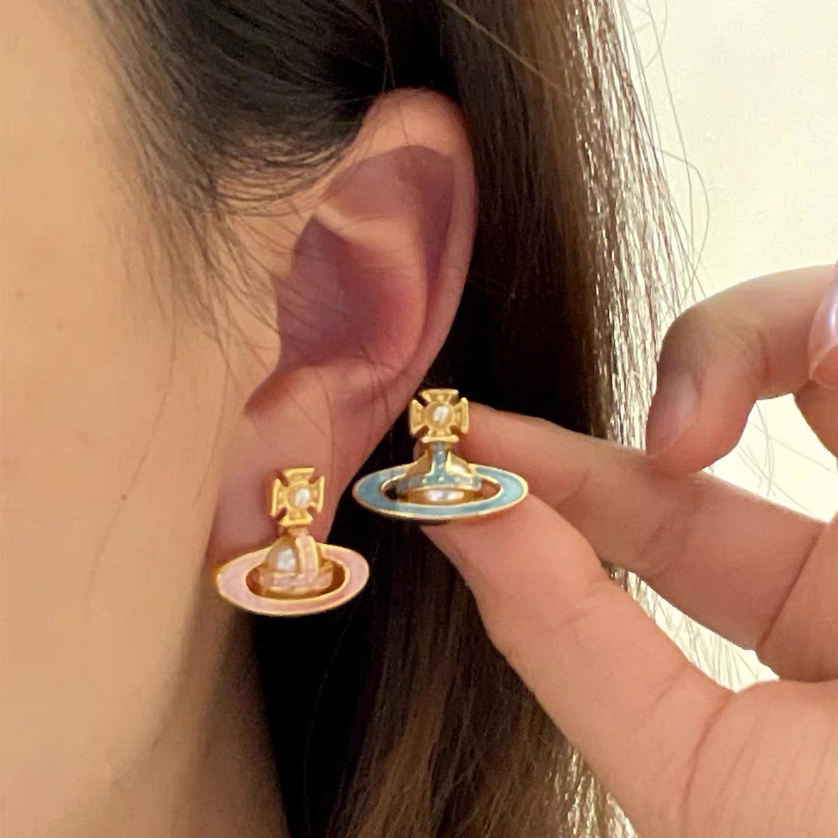 Vivienne Westwood Enamel Candy Color Saturn Earrings - Rep Fashion™