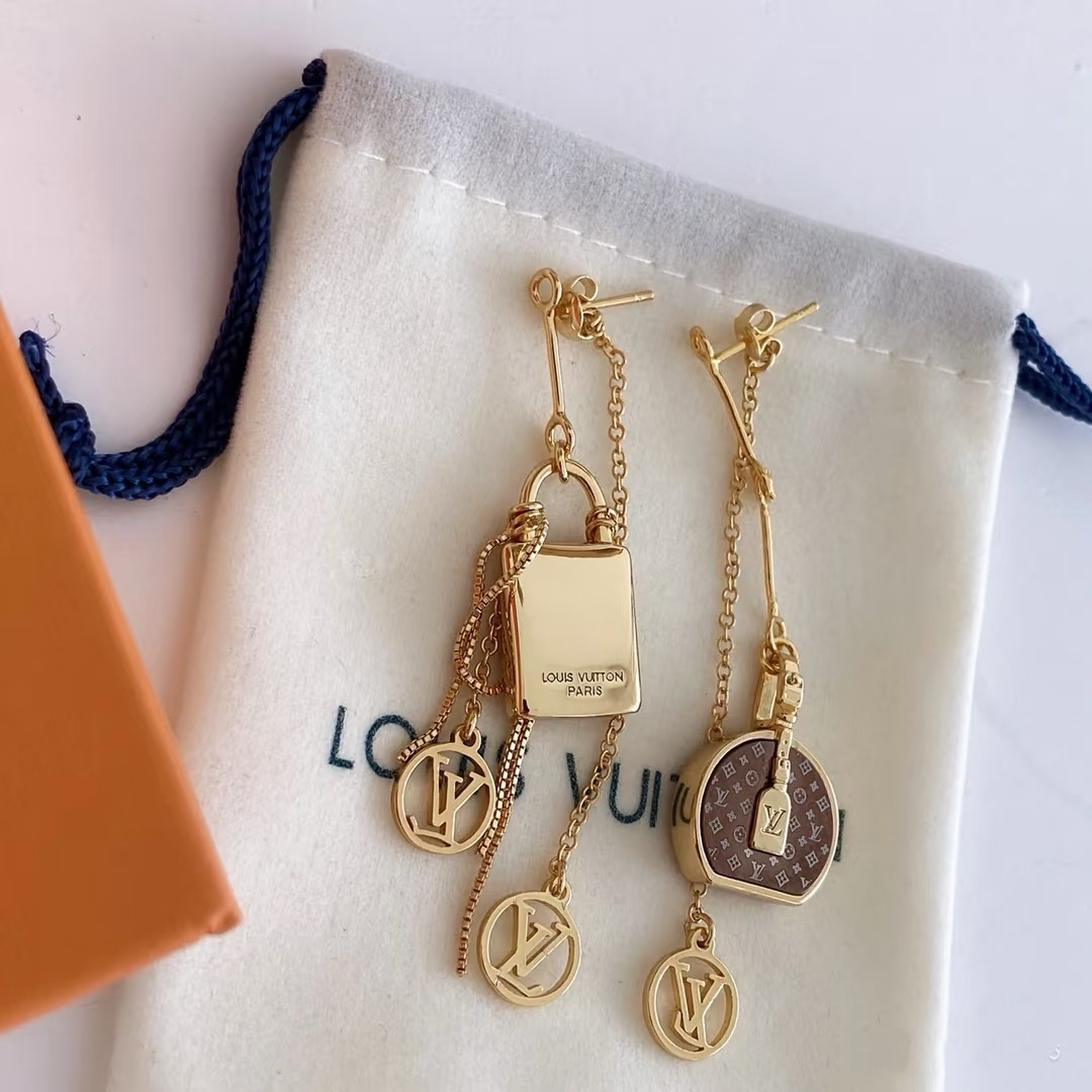 Louis Vuitton Asymmetric Lock and Handbag Tassel Earrings - Rep Fashion™