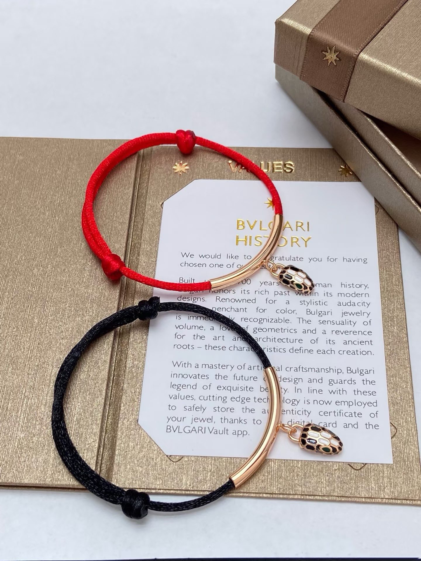 Bvlgari Black / Red Rope Bracelet with Snake Head Charm - Rep Fashion™