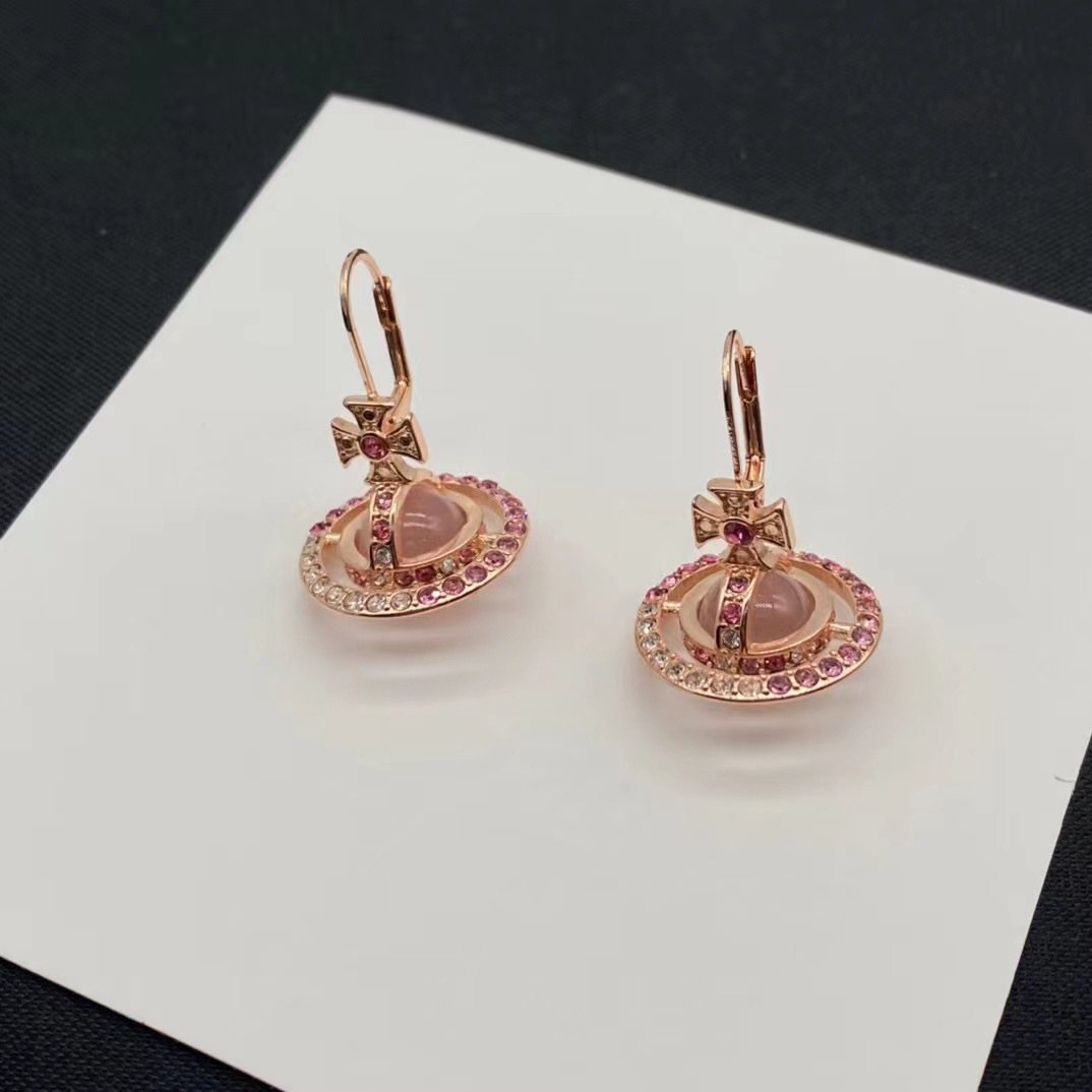 Vivienne Westwood Gradient Color Diamond Crystal Ball Saturn Earrings - Rep Fashion™