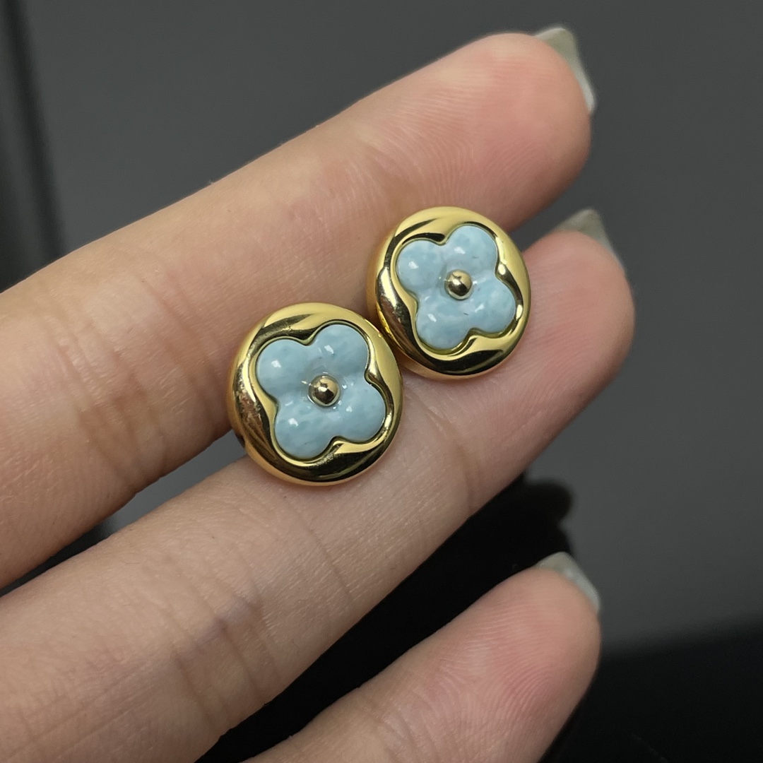 Louis Vuitton Blue Amazonite Stud Earrings - Rep Fashion™