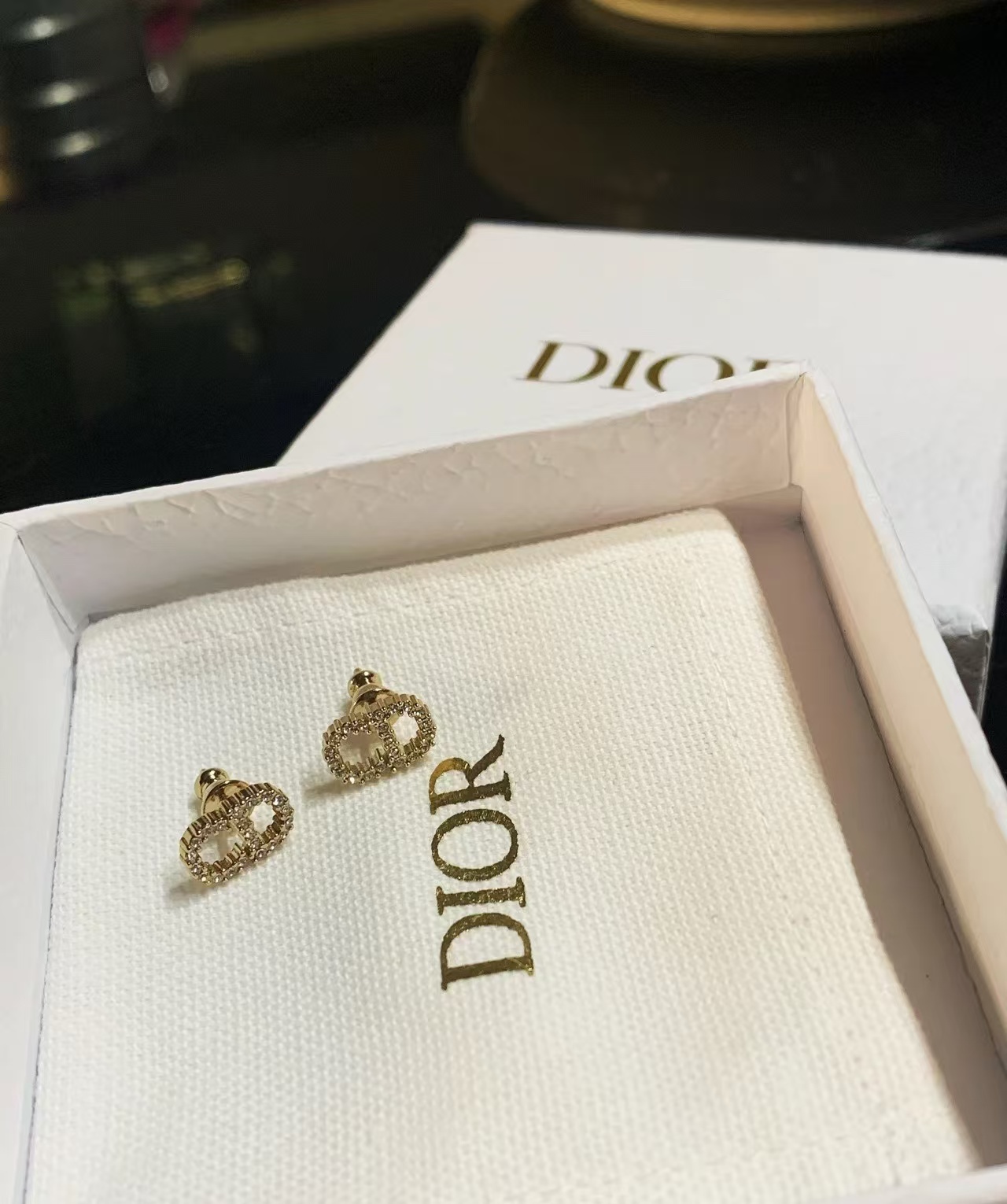 Dior Classic Diamond Paved CD Stud Earrings - Rep Fashion™