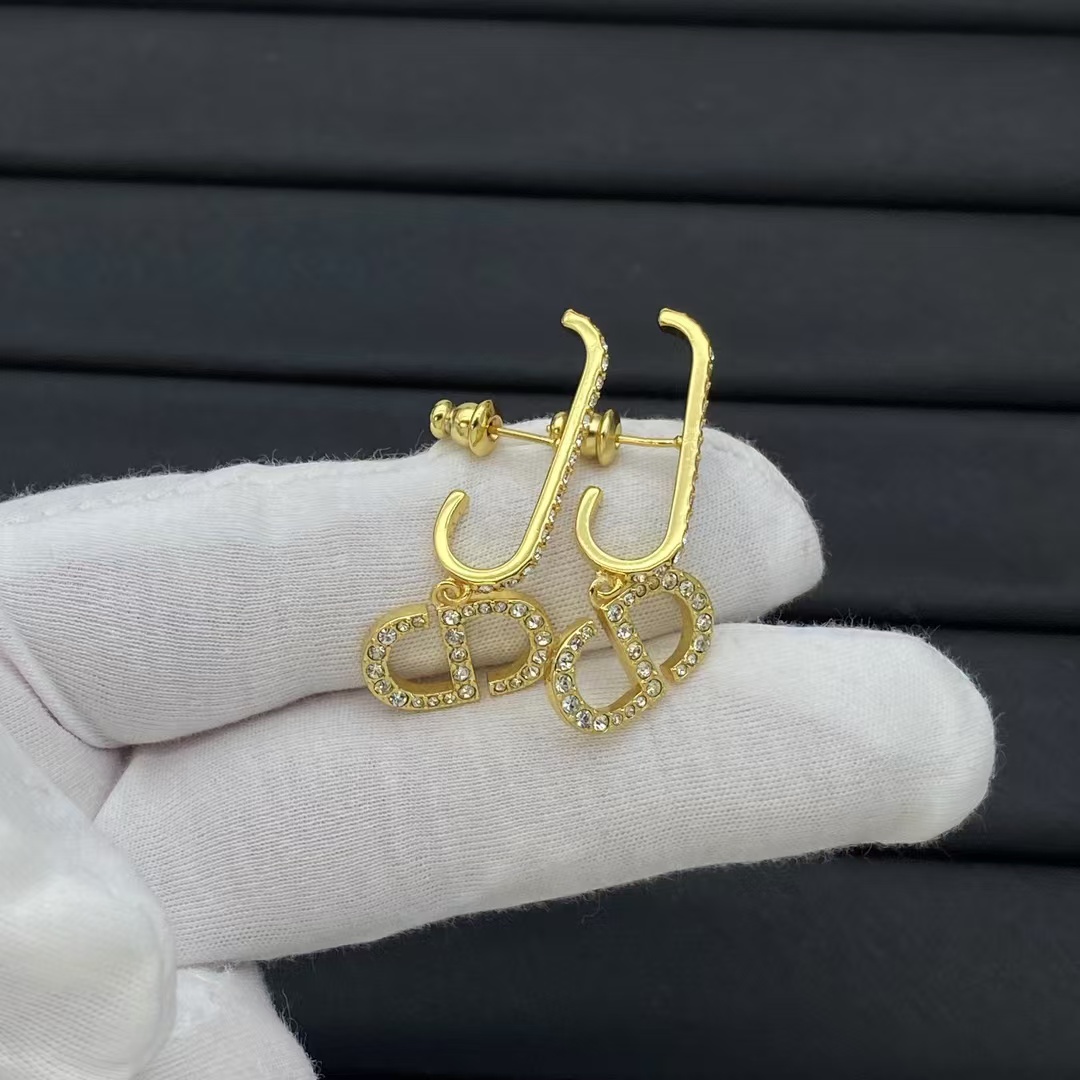 Dior Huggie Hoop Earrings with CD Drop - Rep Fashion™