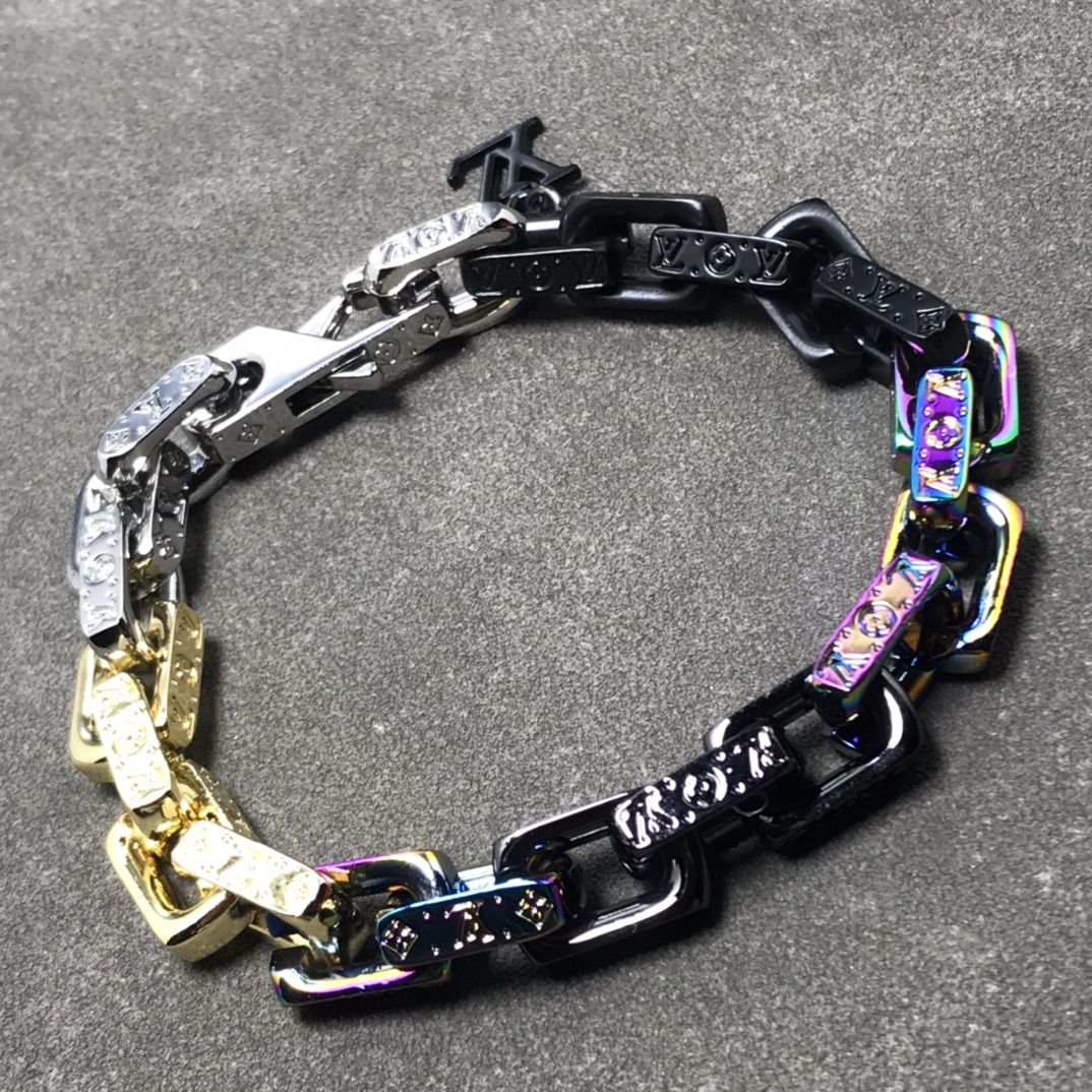 Louis Vuitton Mixed Gold Silver Purple Black Colors Mens Bracelet - Rep Fashion™
