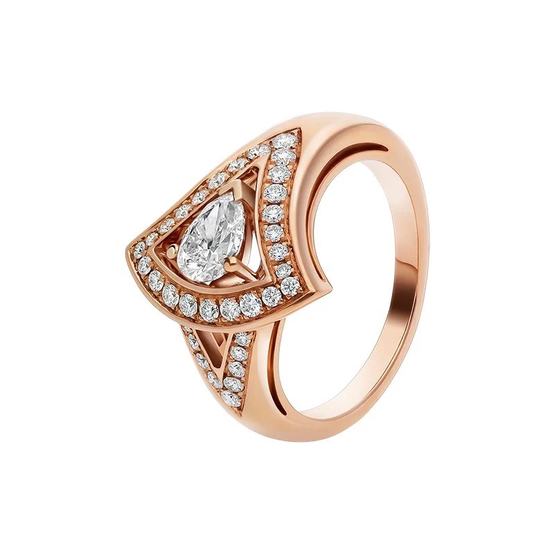 Bvlgari Rose Gold White Teardrop Diamond Ring - Rep Fashion™