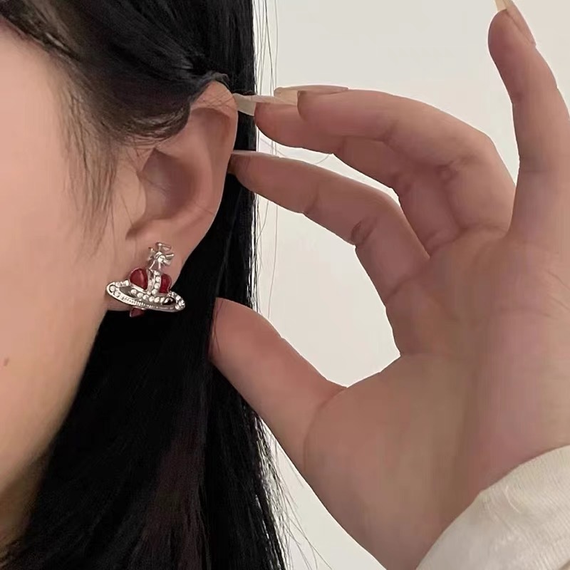 Vivienne Westwood Enamel Love Heart Saturn Earring Stud - Rep Fashion™