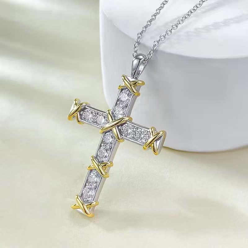 Tiffany Ten Stone Cross Pendant with Diamonds Necklace - Rep Fashion™