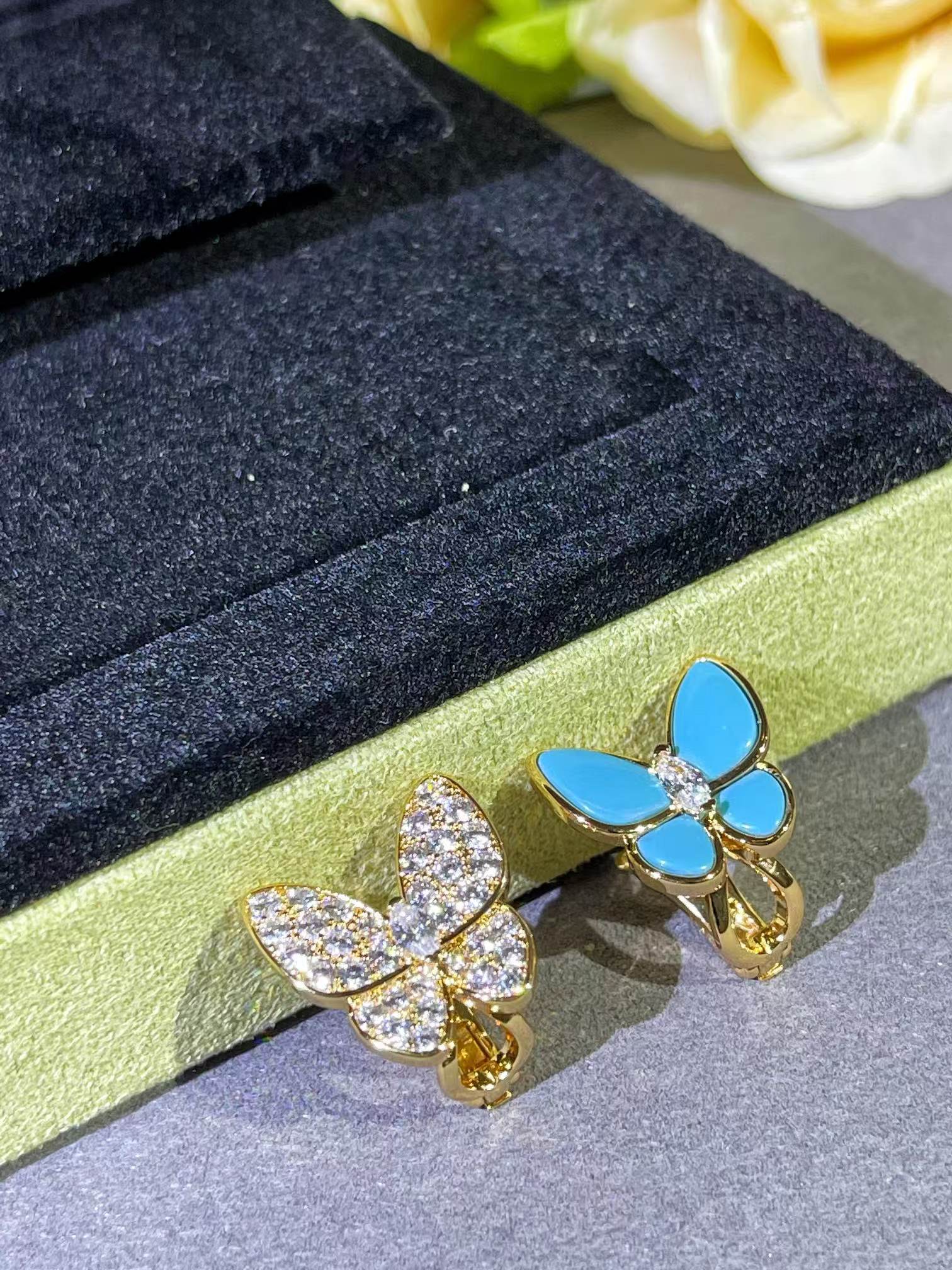 VCA Blue & Diamond Two Butterfly Earrings - Rep Fashion™