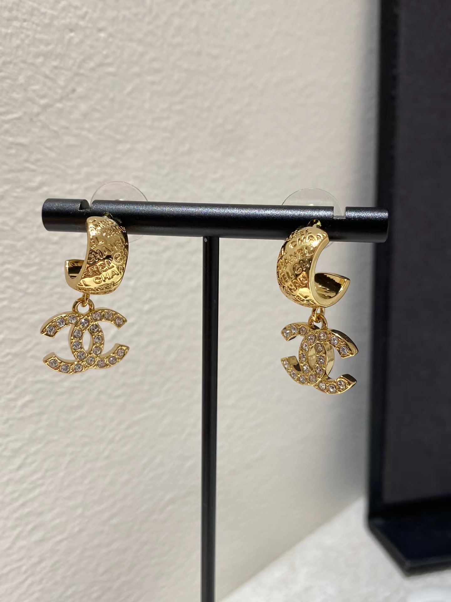 Chanel Gold Color Double C Dangle Earrings - Rep Fashion™