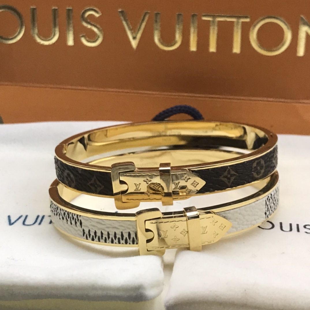 Louis Vuitton Leather Couple Bangle Bracelet - Rep Fashion™