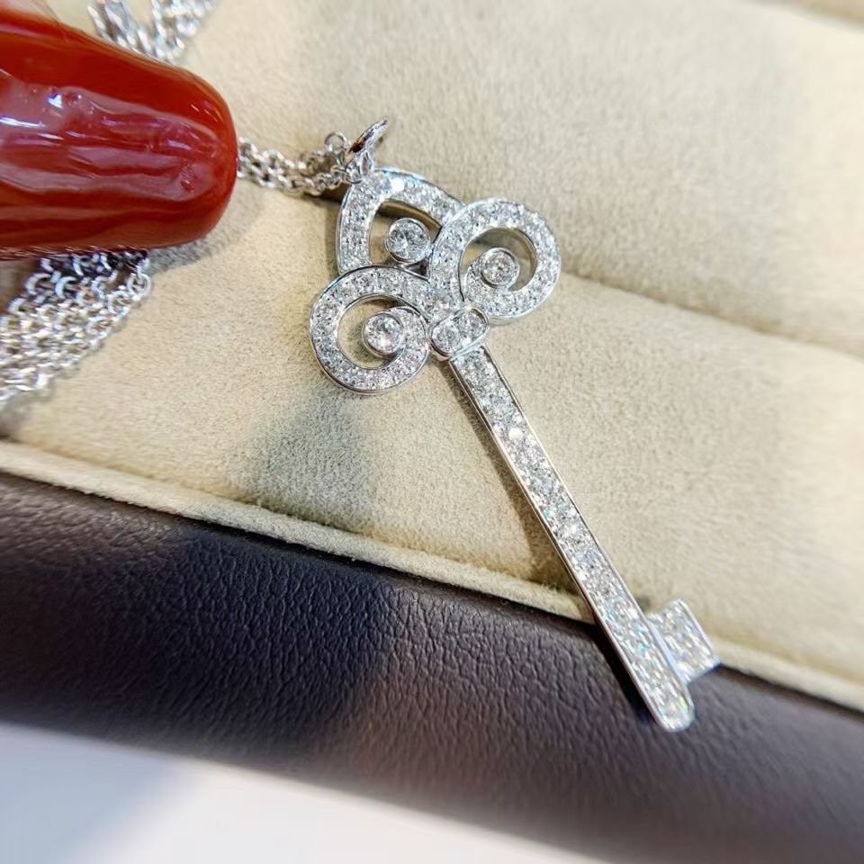 Tiffany Full Diamond Crown Key Pendant Necklace - Rep Fashion™