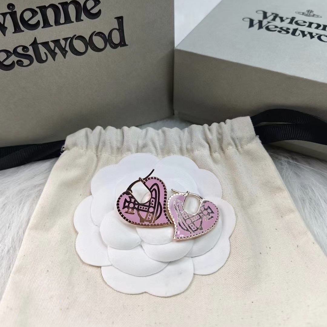 Vivienne Westwood Personality Pink Love Heart Earrings - Rep Fashion™