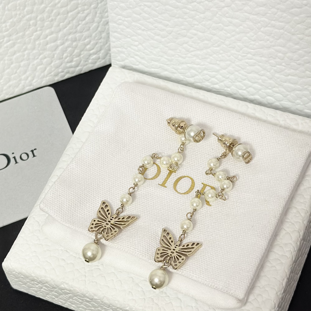 Dior Long Tassel Butterfly Dangle Pearl Earrings - Rep Fashion™