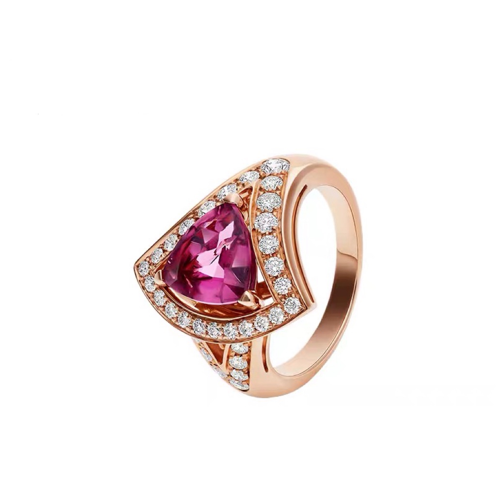 Bvlgari Rose Gold Magenta Teardrop Diamond Ring - Rep Fashion™