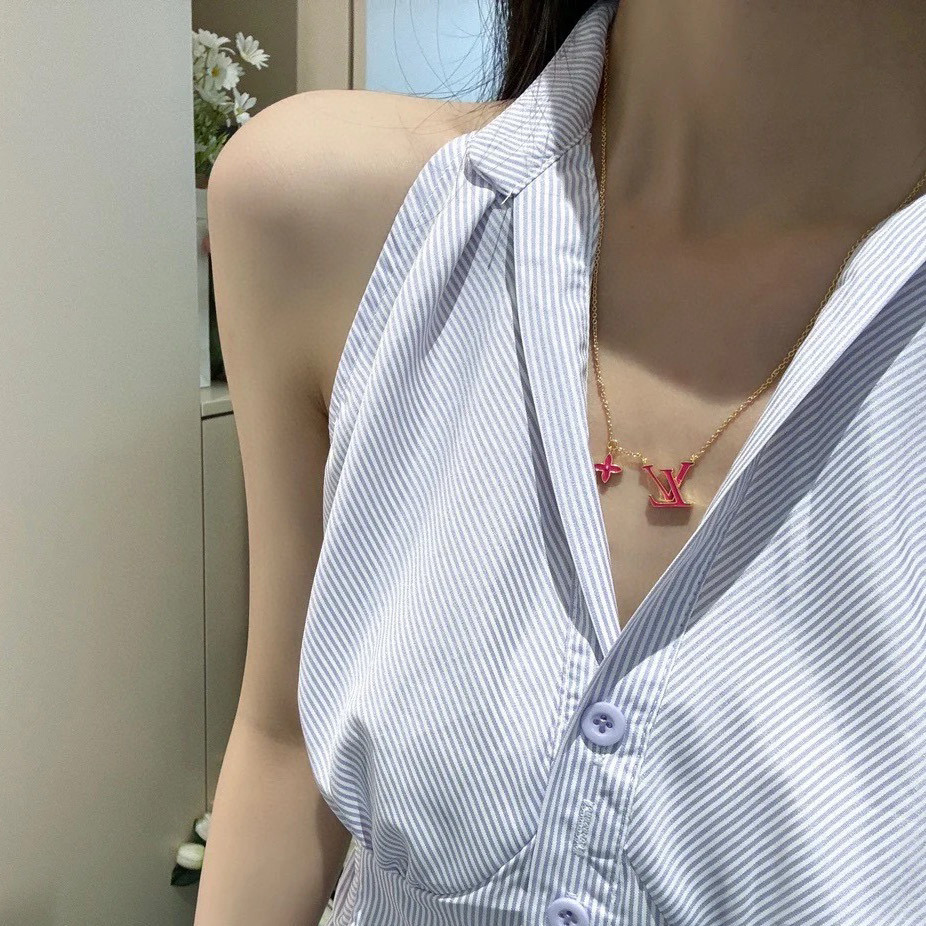 Louis Vuitton Color Enamel LV Pendant Necklace - Rep Fashion™