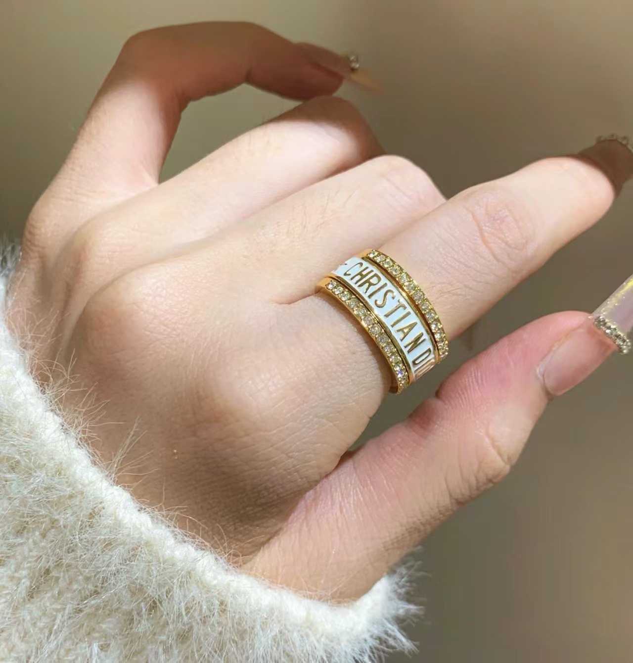 Dior White Enamel Rings - 3 Pieces - Rep Fashion™