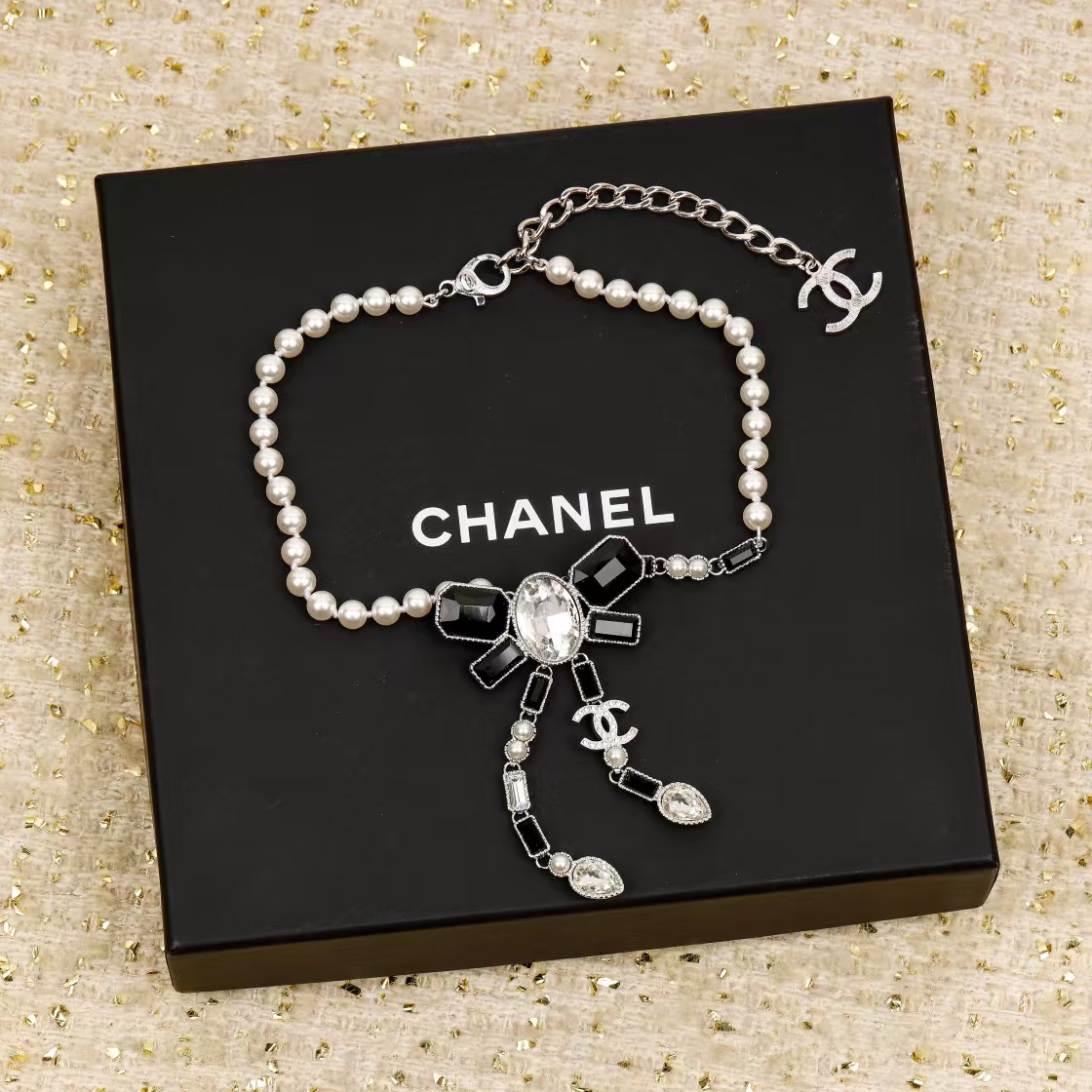 Chanel Black Bow Knot Pendant Necklace - Rep Fashion™