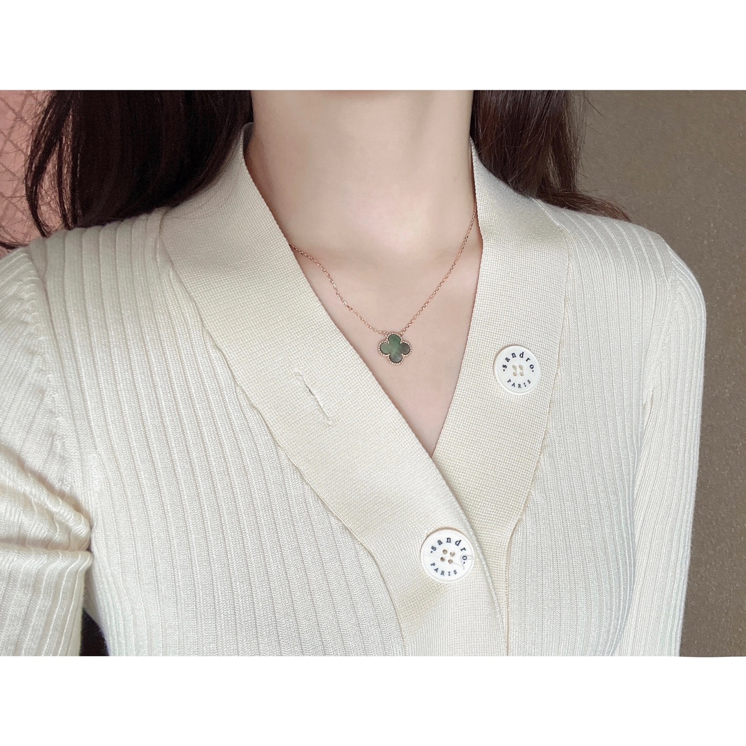 VCA Rose Gold Gray Mother of Pearl Clover Pendant Necklace - Rep Fashion™