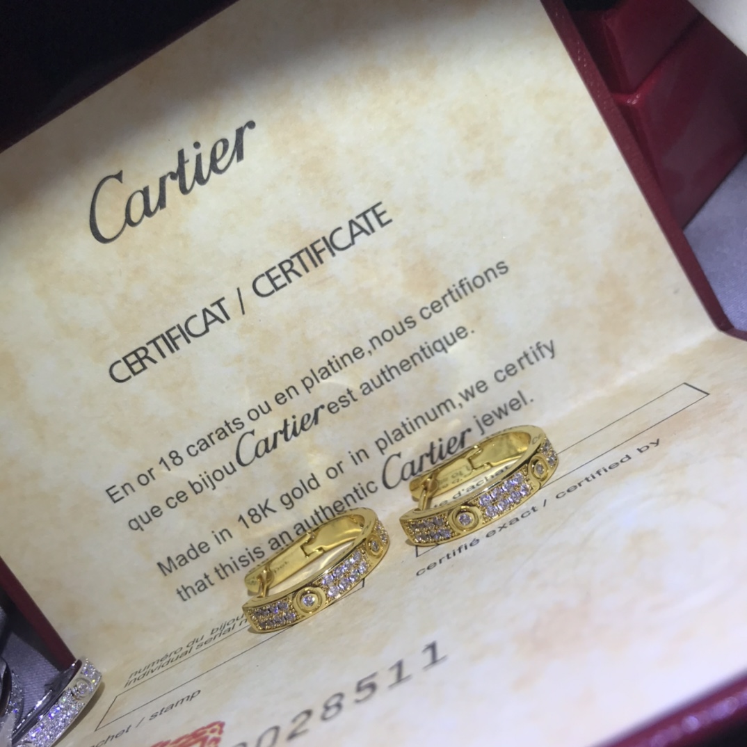 Cartier LEVE Full Paved Diamond Hoop Earrings - Rep Fashion™
