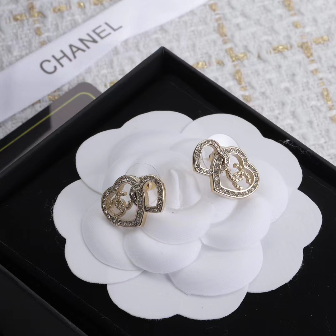 Chanel Two Hollow Heart Stud Earrings - Rep Fashion™
