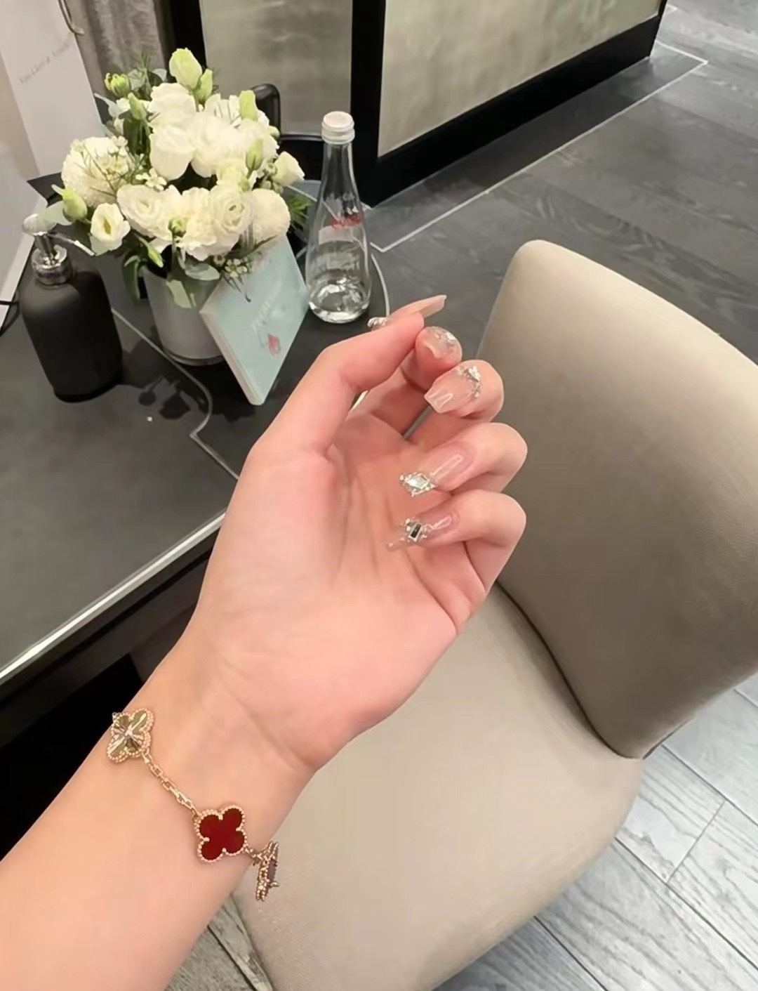 VCA Rose Gold Carnelian Vintage Alhambra Bracelet 5 Motifs - Rep Fashion™