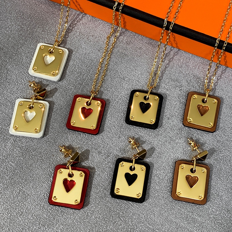 Hermes Cowhide Leather Square Tag Earrings - Rep Fashion™