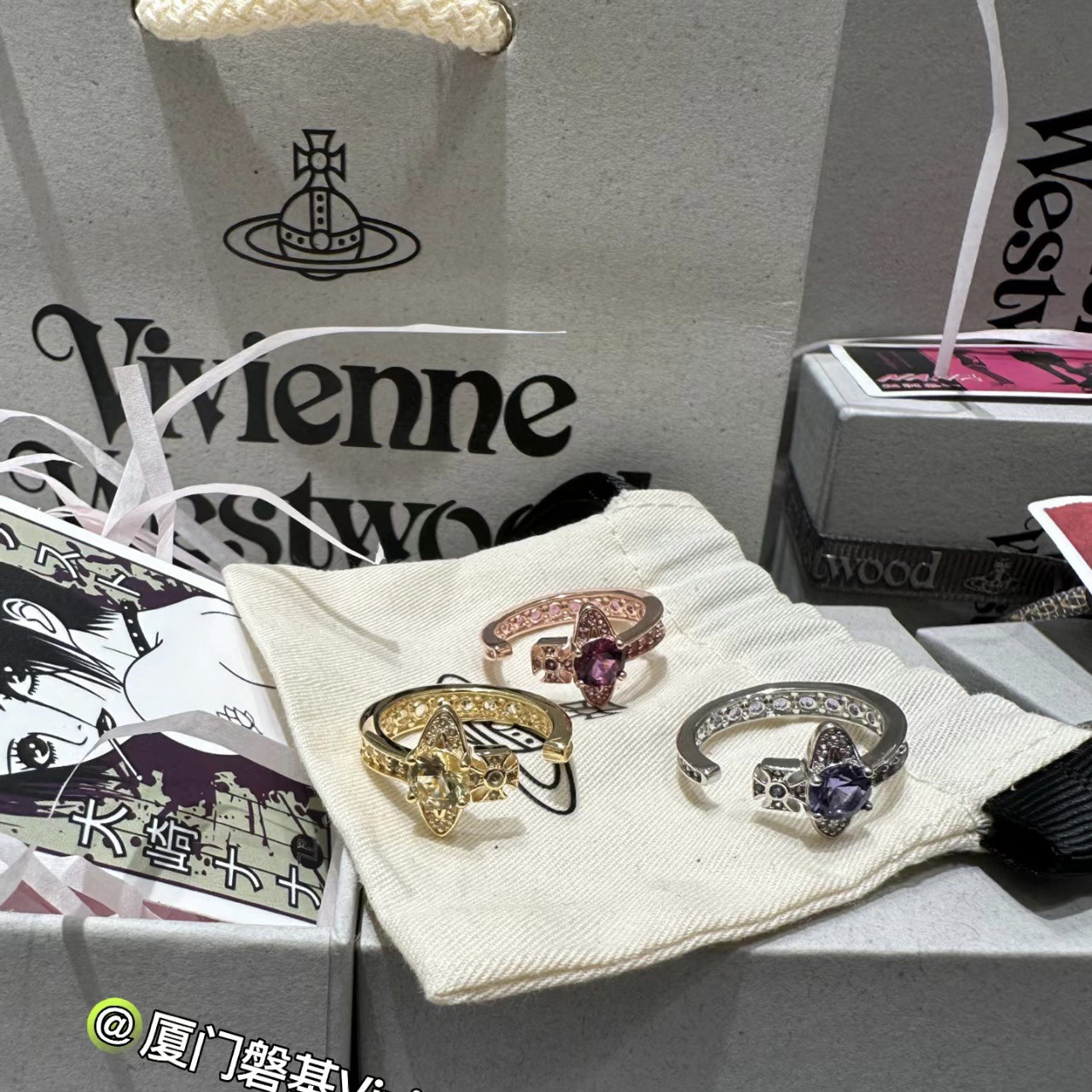 Vivienne Westwood Multi Color Diamond Saturn Ring - Rep Fashion™