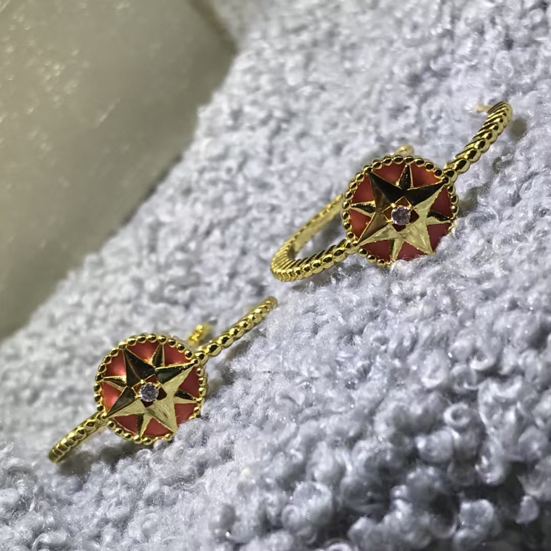 Dior Hoop Rose Des Vents Earrings - Rep Fashion™