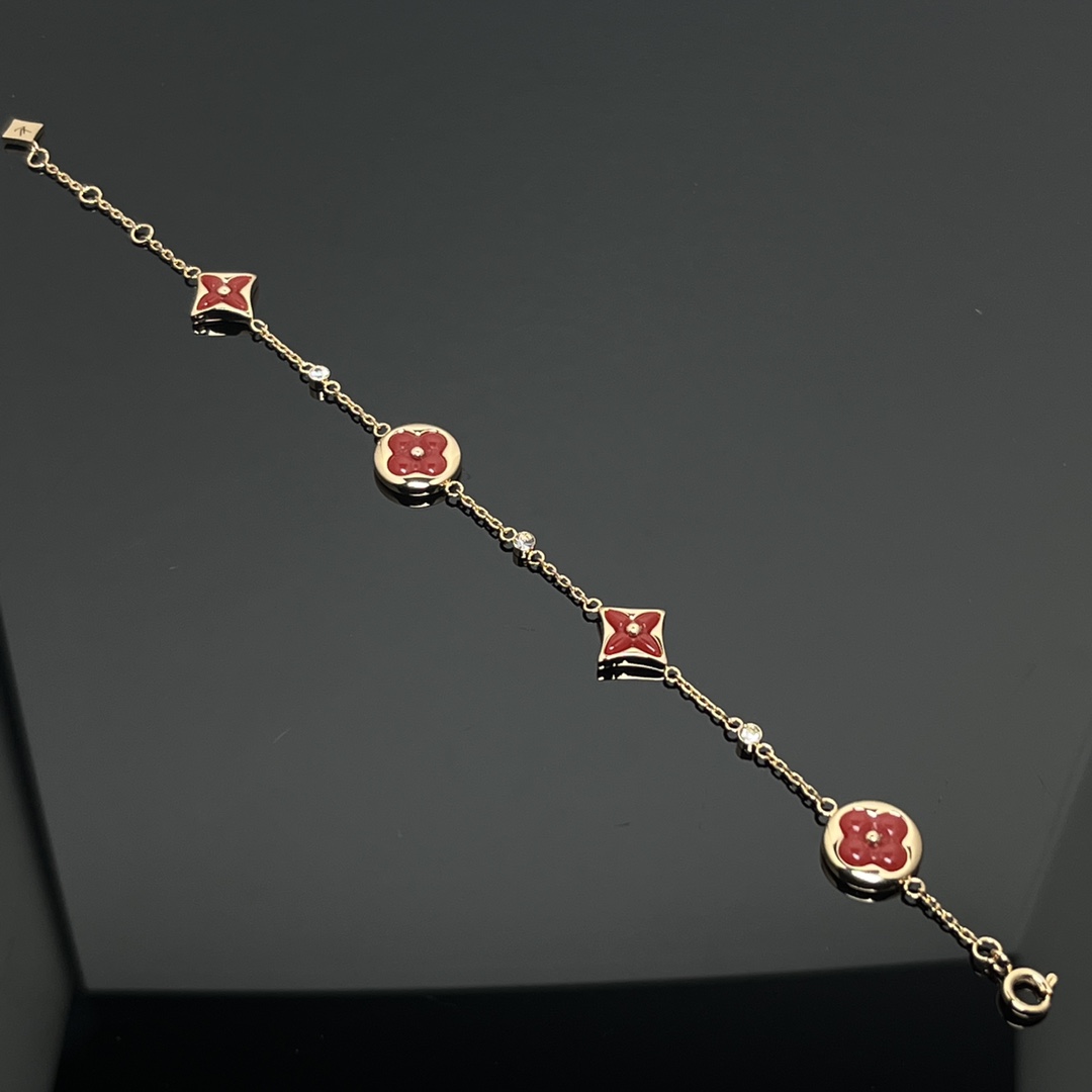 Louis Vuitton Red Carnelian BB Star Sun Blossom 4 Motifs Bracelet - Rep Fashion™