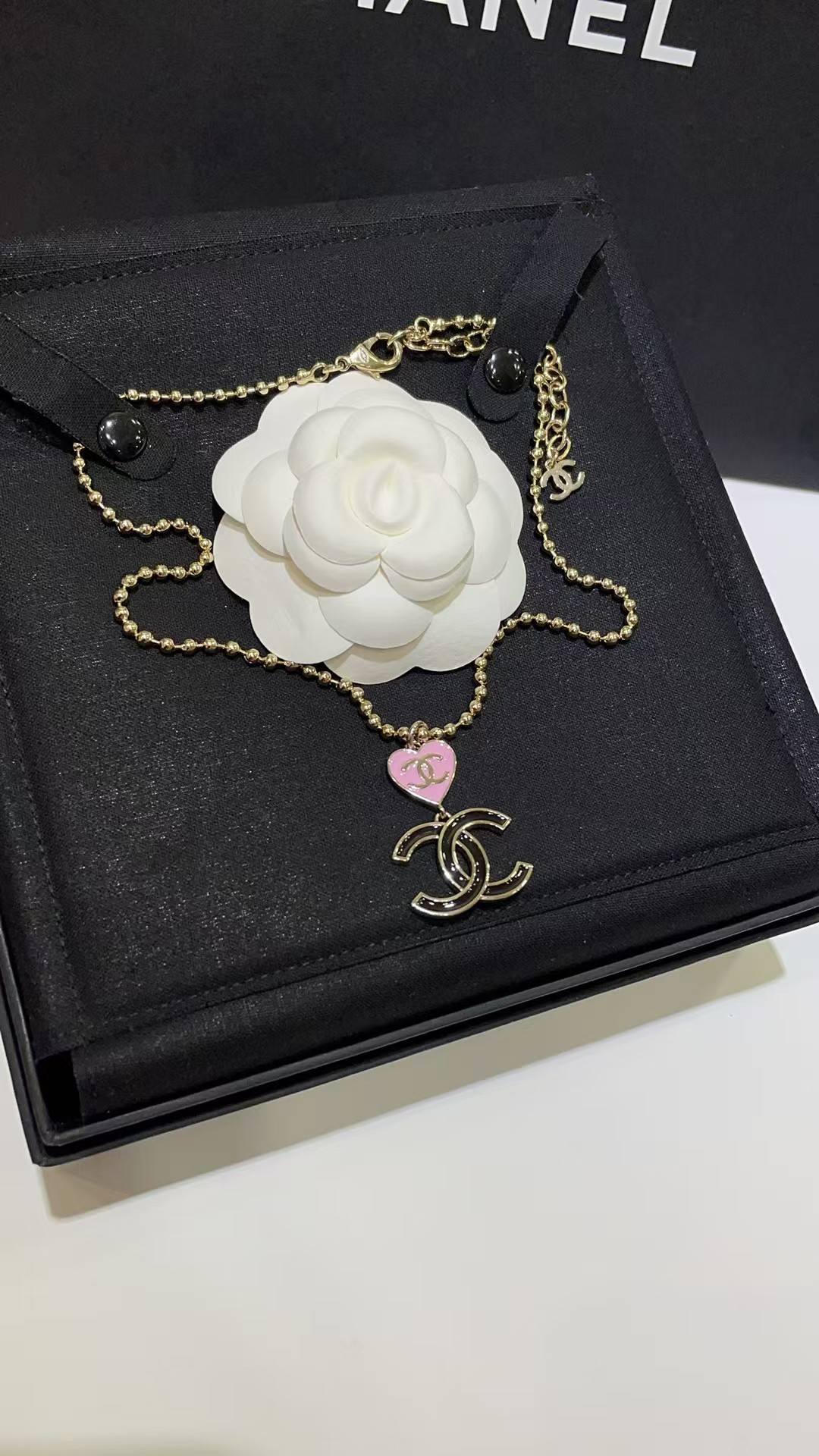 Chanel Diamond Pearl Paved Double C Pendant Pearl Necklace - Rep Fashion™