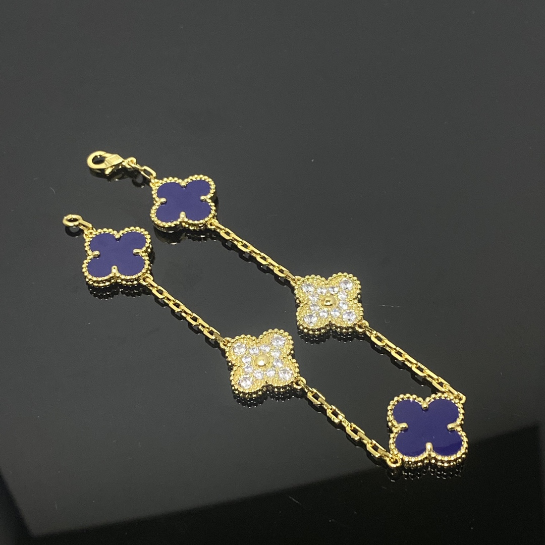 VCA Lapis Lazuli Vintage Alhambra Bracelet, 5 Motifs - Rep Fashion™