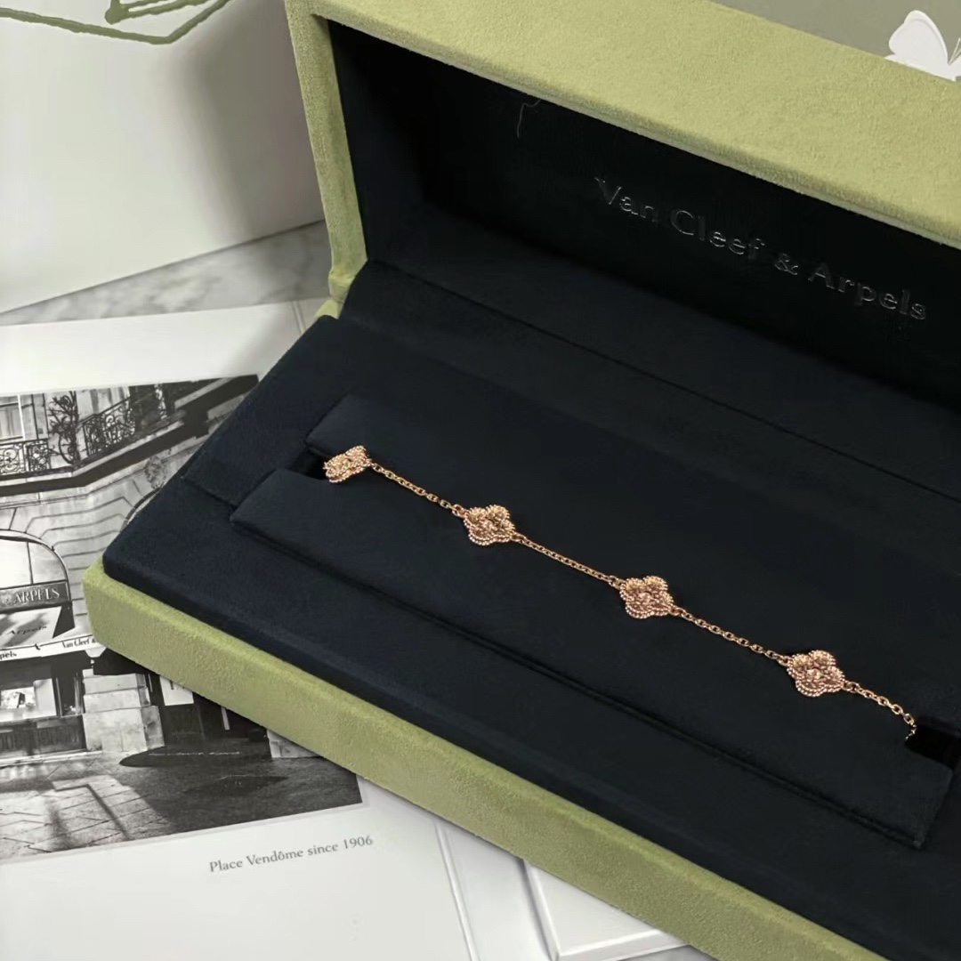 Dupe VCA Sweet Alhambra Bracelet, 6 Motifs, Rose Gold - Rep Fashion™