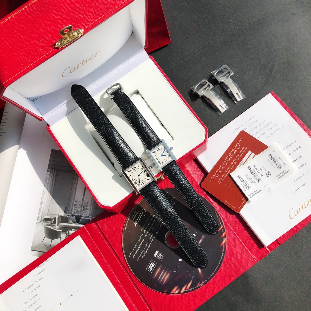 Cartier Classic Tank Series Calf Leather Strap Women Watch - Rep Fashion™